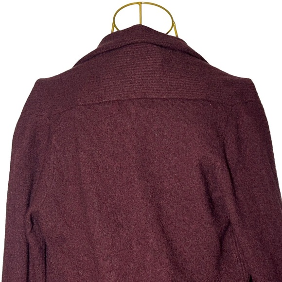 Banana Republic Wool & Cashmere Maroon Ribbed Open Cardigan with Shawl Collar, S - Picture 6 of 12